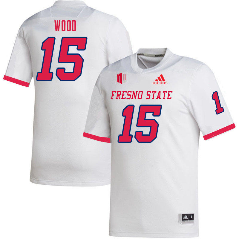 Men #15 Joshua Wood Fresno State Bulldogs College Football Jerseys Sale-White
